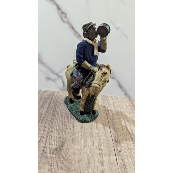 Vintage Hand-Painted Cowboy Figurine Drinking On Horse Resin 6" Tall Western Dec - Picture 7 of 10